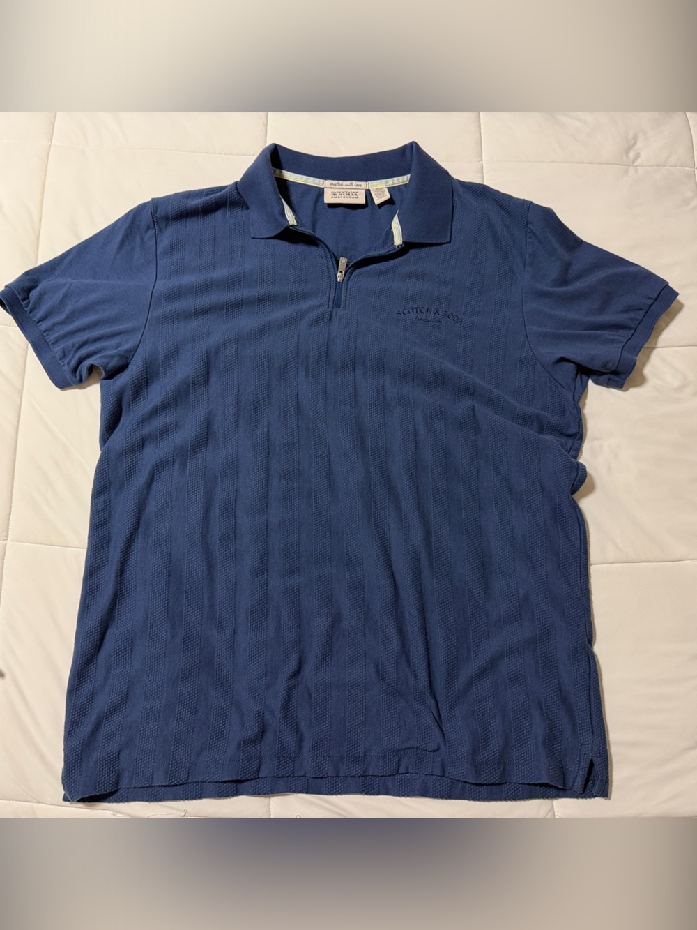 Scotch & Soda Blue Half-Zip Polo Shirt